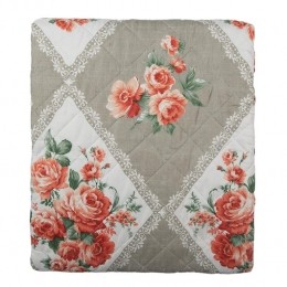 ClayreEefBedsprei240x260cmGrijsRozeKatoenBloemen