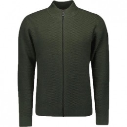 SweaterNoExcessVestJacquardDonkergroen