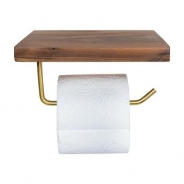 QUVIOToiletrolhoudermetaalmettelefoonplank-Donkerhoutgoud