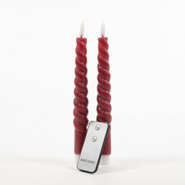 2PcsBurgundySwirlRusticWaxTaperCandle23Cm3DWic-Annascollection
