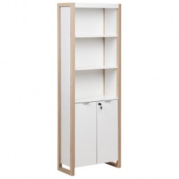 Beliani-JOHNSON-Boekenkastmetlocker-LichthoutWit-Vezelplaat