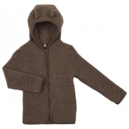 Huttelihut-KidsJacketBearEarsWoolFleece-Merinovestmaat80bruin