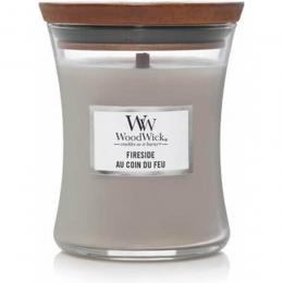 WoodWickGeurkaarsMediumFireside275gr