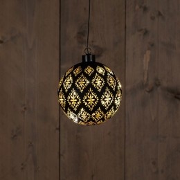 GlassBallBaroqueBlackGold12Cm10LedWarmWhiteG-Annascollection