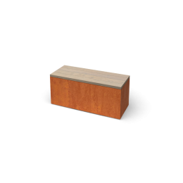 ModenaRechthoekigecortenstaalzitbankmetPadoukhoutL100xB40xH42cm-Geroba
