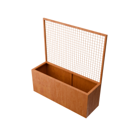 VertaRechthoekigeplantenbakcortenstaalmetklimnetL150xB50xH163cm-Geroba