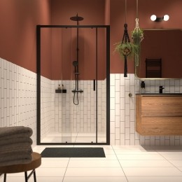 SealskinInctweedeligeschuifdeurmet8mmveiligheidsglas140x200cmmatzwart