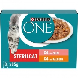 5xPurinaONEAdultSterilcatKattenvoerNatKalkoenZalm8x85gr