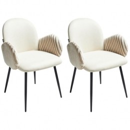 Beliani-AMITY-Eetkamerstoelsetvan2-Lichtbeige-Polyester