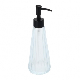 QUVIO-Zeepdispenser-Glas-300ml-Transparantmetzwartezeeppompje