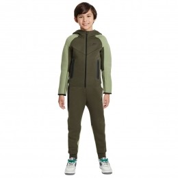 NikeTechFleeceSportswearTrainingspakKidsDonkergroenLichtgroenZwart