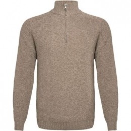 SweaterR2AmsterdamR2HalfZipHeavyknitTruiMerinowolLichtbruin
