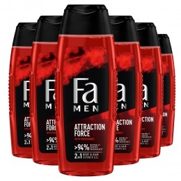 6xFaMenDouchegelenShampooAttractionForce250ml