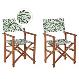 Beliani-CINE-Tuinstoelsetvan2-DonkerhoutWitBlad-Polyester