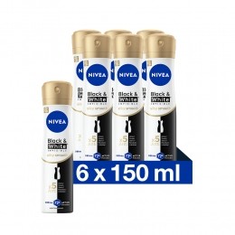 6xNiveaDeodorantSprayBlackWhiteSilkySmooth150ml