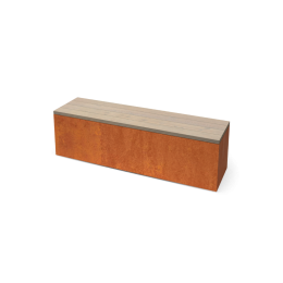 ModenaRechthoekigecortenstaalzitbankmetPadoukhoutL150xB40xH42cm-Geroba