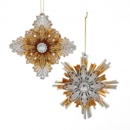 Ornamentplasticgoud-zilverbloeml13cmI-Kurtsadler