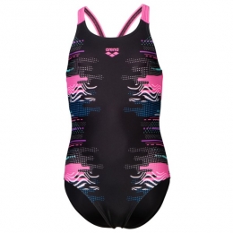 Arena-GirlsRhythmSwimsuitVBackL-Badpakmaat128zwart