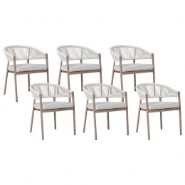 Beliani-FLAVIA-Tuinstoelensetvan6-Donkerhout-Aluminium