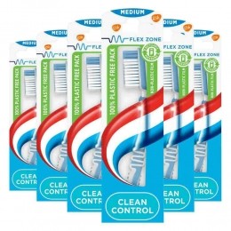 6xAquafreshTandenborstelCleanControlMedium