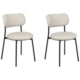 Beliani-CASEY-Eetkamerstoelensetvan2-Lichtbeige-Polyester