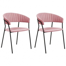 Beliani-MARIPOSA-Eetkamerstoelsetvan2-Roze-Fluweel