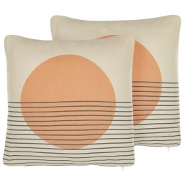 Beliani-MOONFLOWER-Sierkussensetvan2-Beige-45x45cm-Polyester