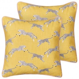 Beliani-ARALES-Sierkussensetvan2-Geel-45x45cm-Katoen