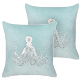 Beliani-LAMINARIA-Sierkussensetvan2-Blauw-45x45cm-Fluweel