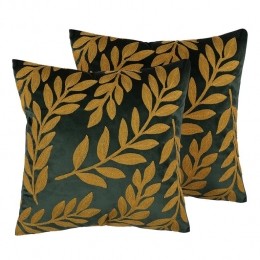 Beliani-MISTLETOE-Sierkussensetvan2-Groen-45x45cm-Fluweel