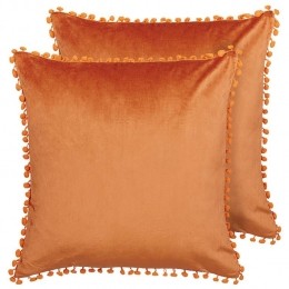 Beliani-AERANGIS-Sierkussensetvan2-Oranje-45x45cm-Fluweel