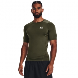 UnderArmourHeatGearOndershirtOlijfgroenWit