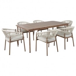 Beliani-FLAVIA-Tuinset6-zits-TaupeDonkerhout-Aluminium