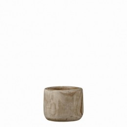 MicaDecorationsPiaBloempot-H16x19cm-Paulowniahout-Bruin