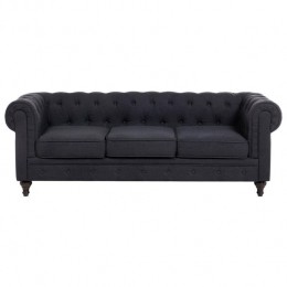 Beliani-CHESTERFIELD-Driezitsbank-Grafietgrijs-Polyester