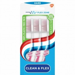 12xAquafreshTandenborstelCleanFlexHard3stuks