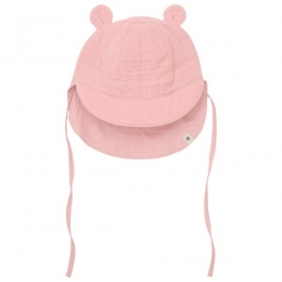 Huttelihut-KidsSummerHatBearEarsMuslin-Hoedmaat7480roze
