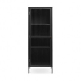 OlivineKatjaSmalleMetalenVitrinekastmetRibglas-B58cm-Zwart