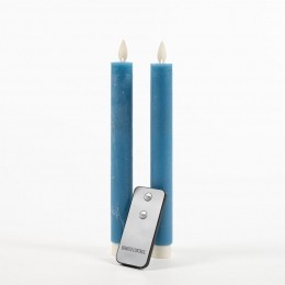 2PcsDenimBlueRusticWaxTaperCandle23CmMovingFla-Annascollection