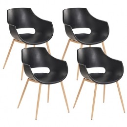 Beliani-MILLERS-Setvan4stoelen-Zwart-Synthetischmateriaal