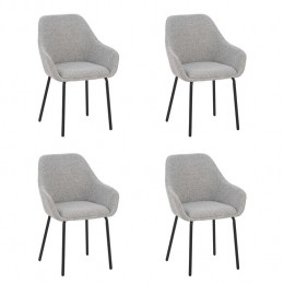 LucyEetkamerstoelen-Armleuning-GrijsStof-Setvan4