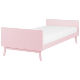 Beliani-BONNAC-Eenpersoonsbed-Pastelroze-90x200cm-Dennenhout