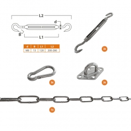 SchaduwdoekbevestigingssetdriehoekRVSA4M8spanner-Shadowcomfort