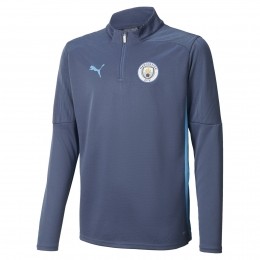 PUMAManchesterCityTrainingstrui14-Zip2024-2025KidsDonkerblauwLichtblauw