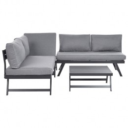 Beliani-COCCORINO-Tuinset-Grijs-Aluminium