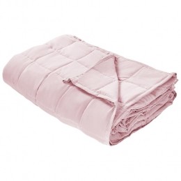 Beliani-NEREID-Verzwaringsdeken-Pastelroze-135x200cm-Polyester