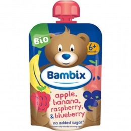 6xBambixKnijpzakjeAppelBanaanFramboosBlauweBesBio6M100gr
