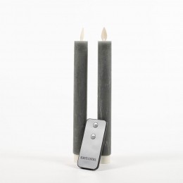 2PcsGreyRusticWaxTaperCandle23CmMovingFlameRem-Annascollection