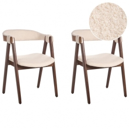 Beliani-DAY-Eetkamerstoelsetvan2-DonkerhoutLichtbeige-Boucl