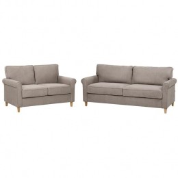 Beliani-RONNEBY-Woonkamerset-Lichtbruin-Polyester